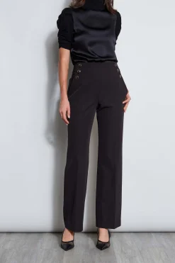 Elie Tahari Bottoms-Crepe Button Pant Noir