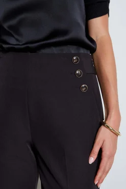 Elie Tahari Bottoms-Crepe Button Pant Noir