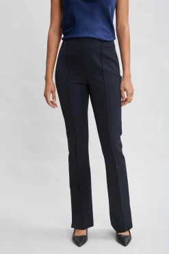 Elie Tahari Bottoms-Crepe Seam Slit Flare Pant STARGAZER