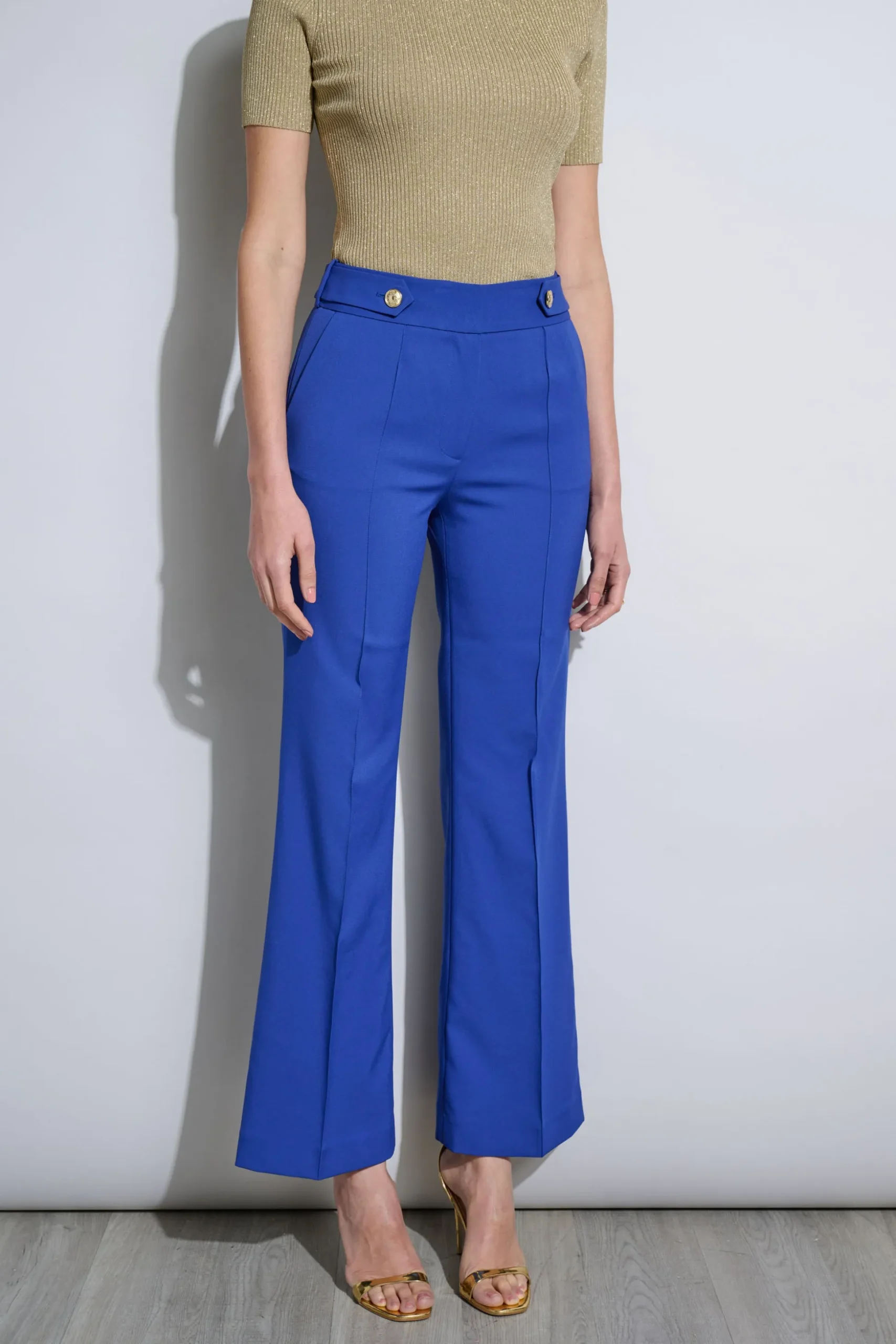 Elie Tahari Bottoms-Crest Button Pant SAPPHIRE
