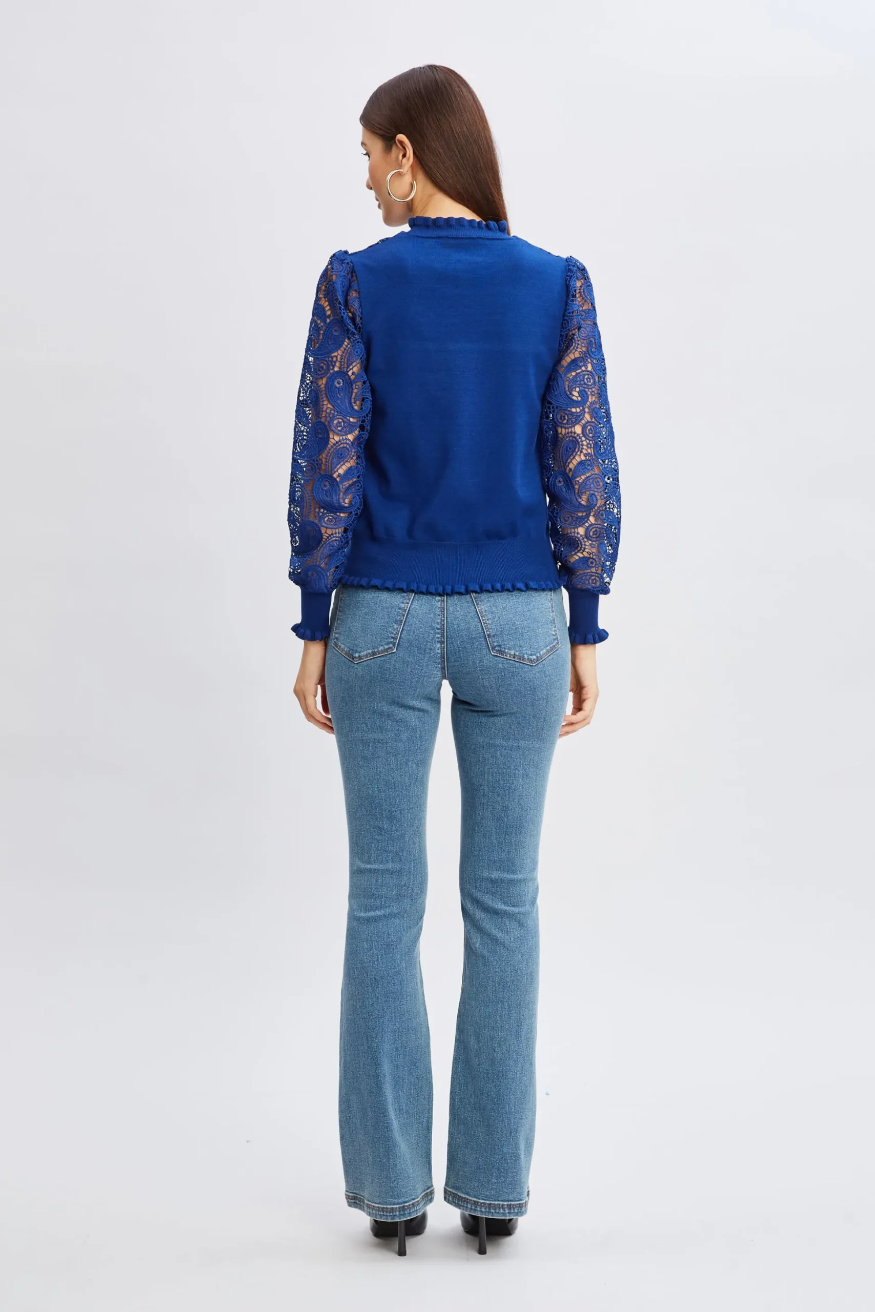 Elie Tahari Tops & Sweaters-Crochet Long Sleeve Sweater DAPHNEBLUE