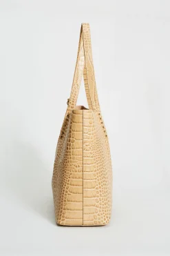 Elie Tahari Fragrance|Gloves-Crocodile Embossed Leather Tote CAMEL