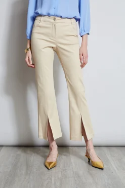 Elie Tahari Bottoms-Cropped Denim Canvas Slit Pant DRIFTWOOD