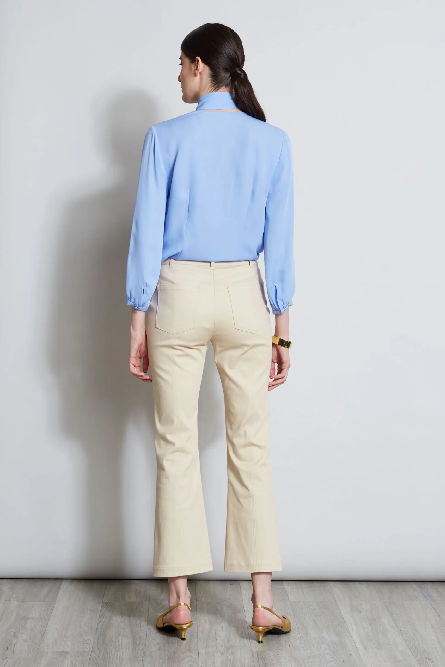 Elie Tahari Bottoms-Cropped Denim Canvas Slit Pant DRIFTWOOD
