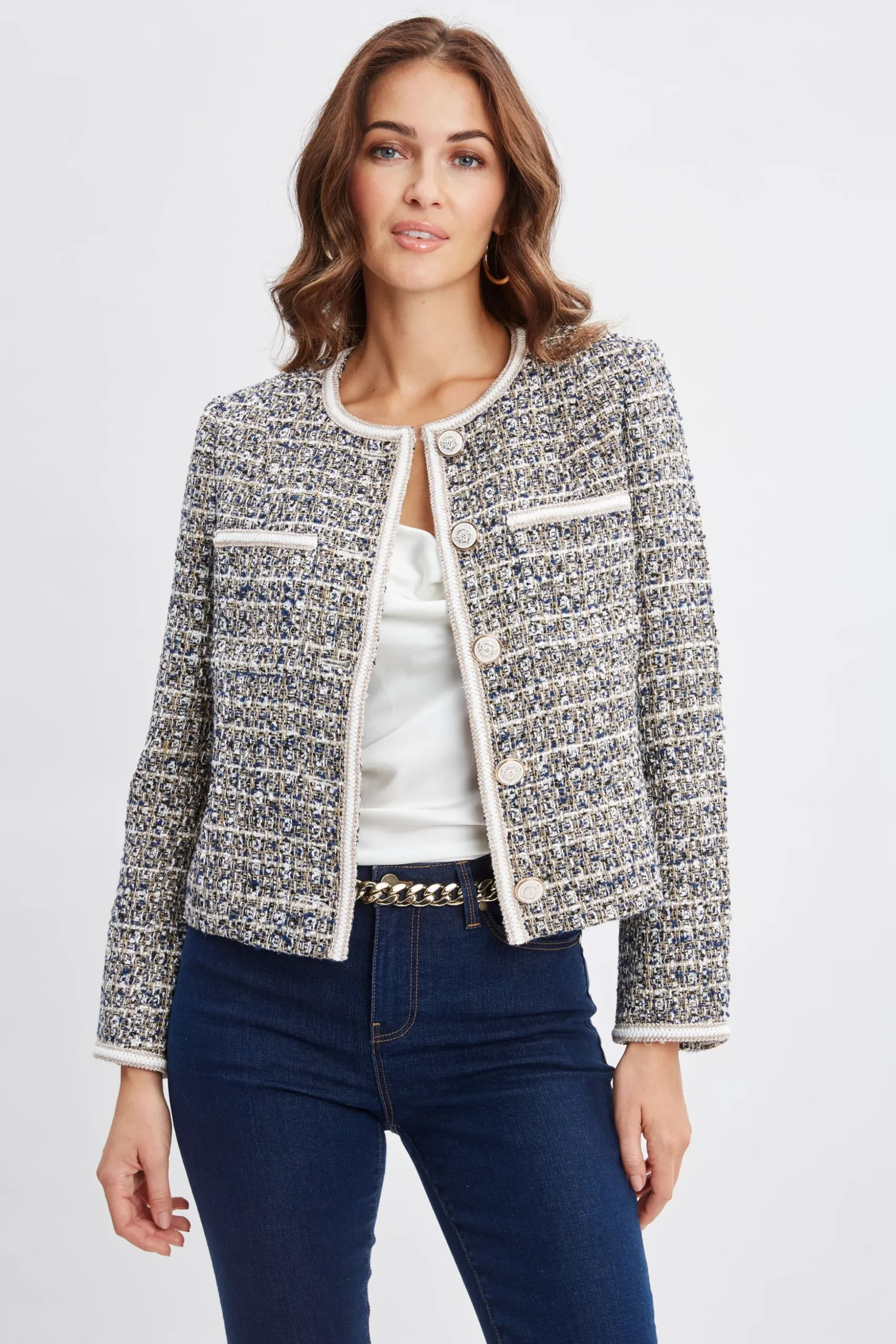Elie Tahari Jackets & Blazers|Suiting-Cropped Tweed Jacket SAVONATWEED