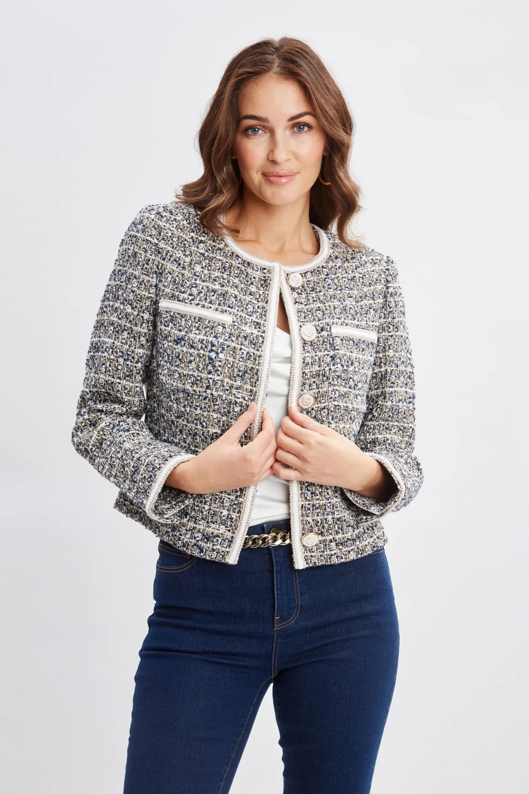 Elie Tahari Jackets & Blazers|Suiting-Cropped Tweed Jacket SAVONATWEED