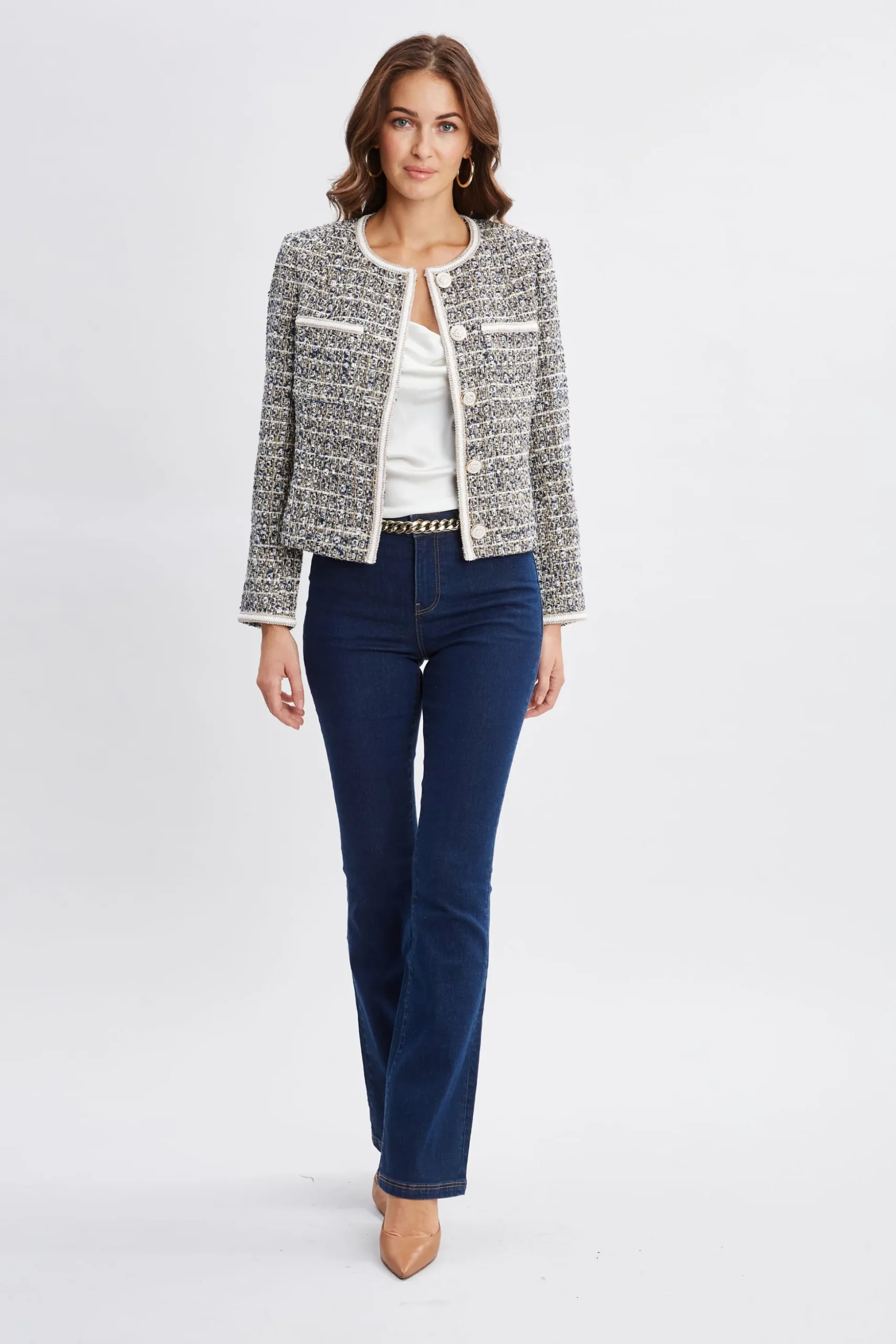 Elie Tahari Jackets & Blazers|Suiting-Cropped Tweed Jacket SAVONATWEED