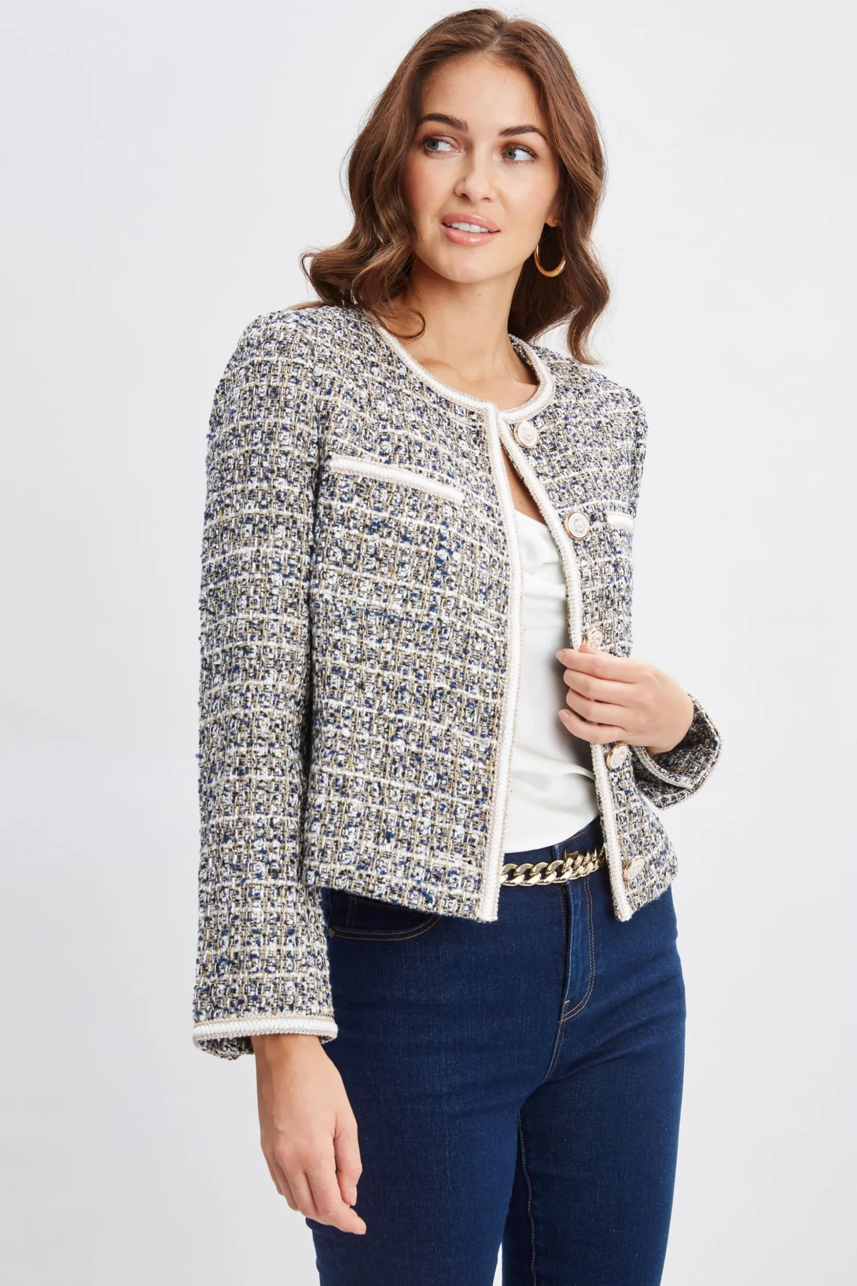 Elie Tahari Jackets & Blazers|Suiting-Cropped Tweed Jacket SAVONATWEED