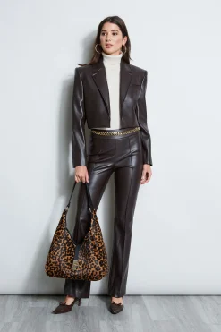 Elie Tahari Jackets & Blazers-Cropped Vegan Leather Jacket ESPRESSO