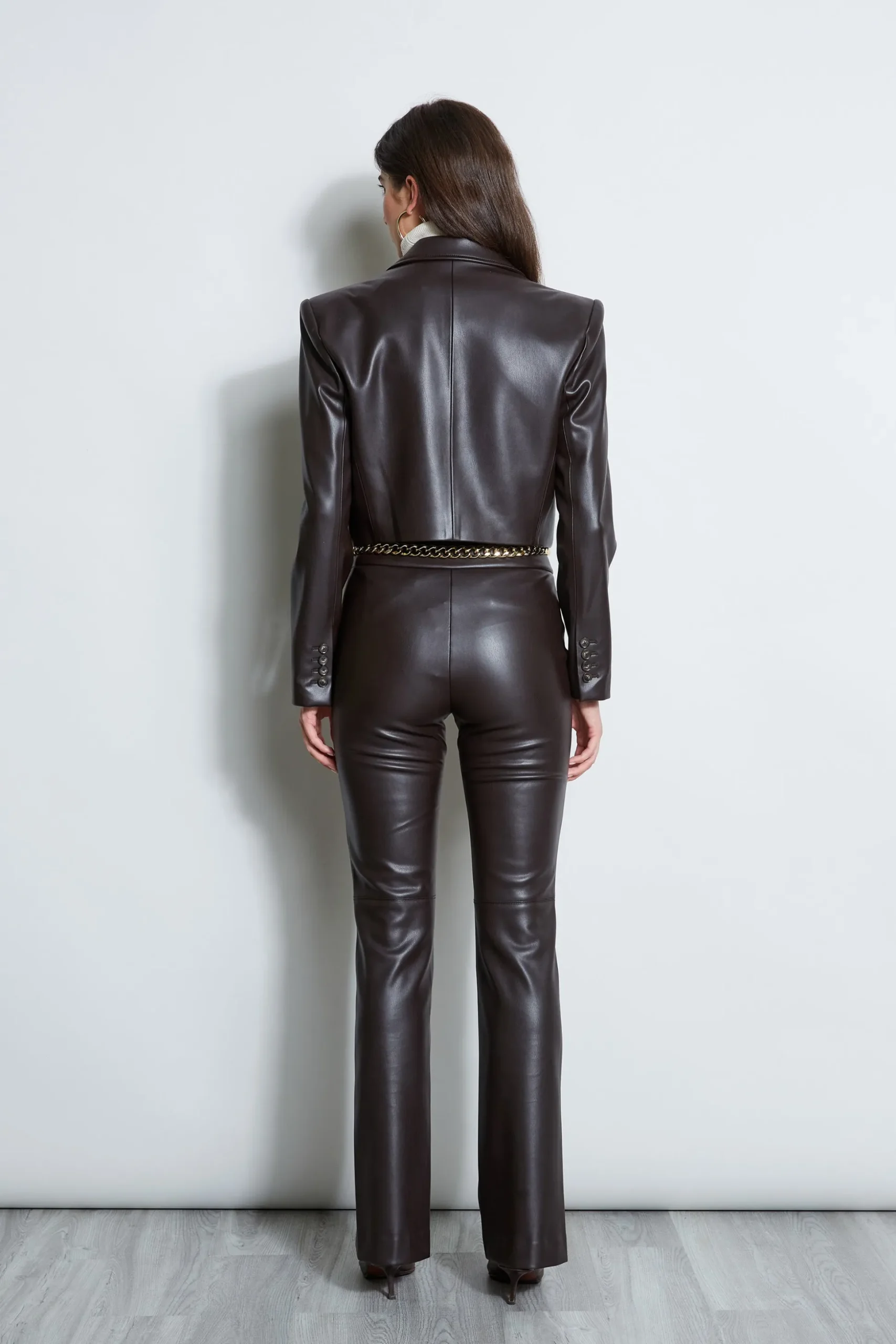 Elie Tahari Jackets & Blazers-Cropped Vegan Leather Jacket ESPRESSO