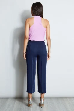 Elie Tahari Bottoms-Cropped Wide Leg Belted Pant PEACOAT