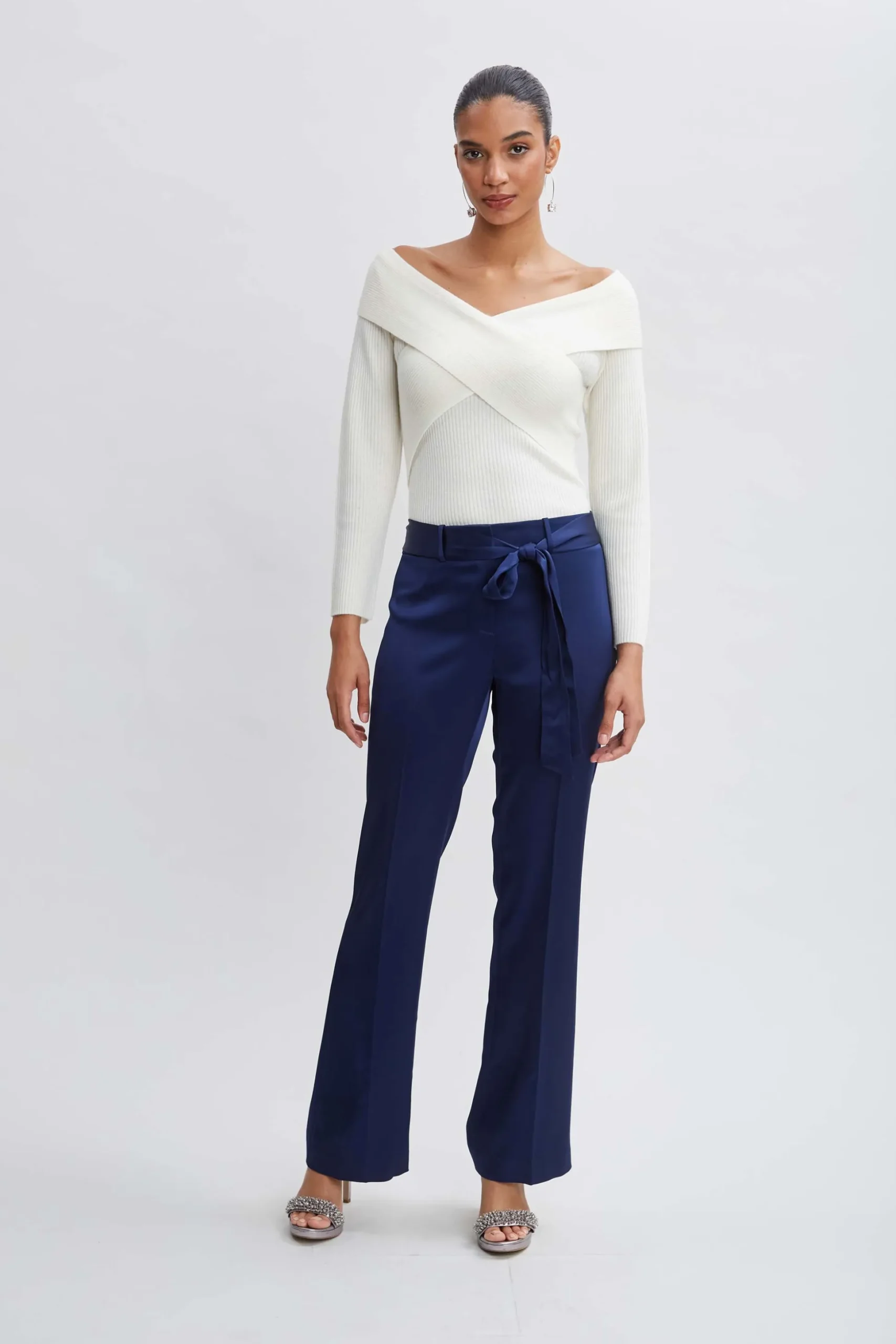 Elie Tahari Tops & Sweaters-Cross Shoulder Cashmere Merino Sweater SNOW