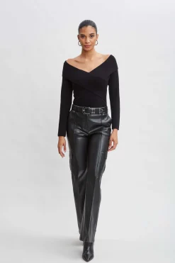 Elie Tahari Tops & Sweaters-Cross Shoulder Cashmere Merino Sweater BLACK