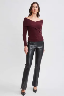 Elie Tahari Tops & Sweaters-Cross Shoulder Cashmere Merino Sweater MERLOT