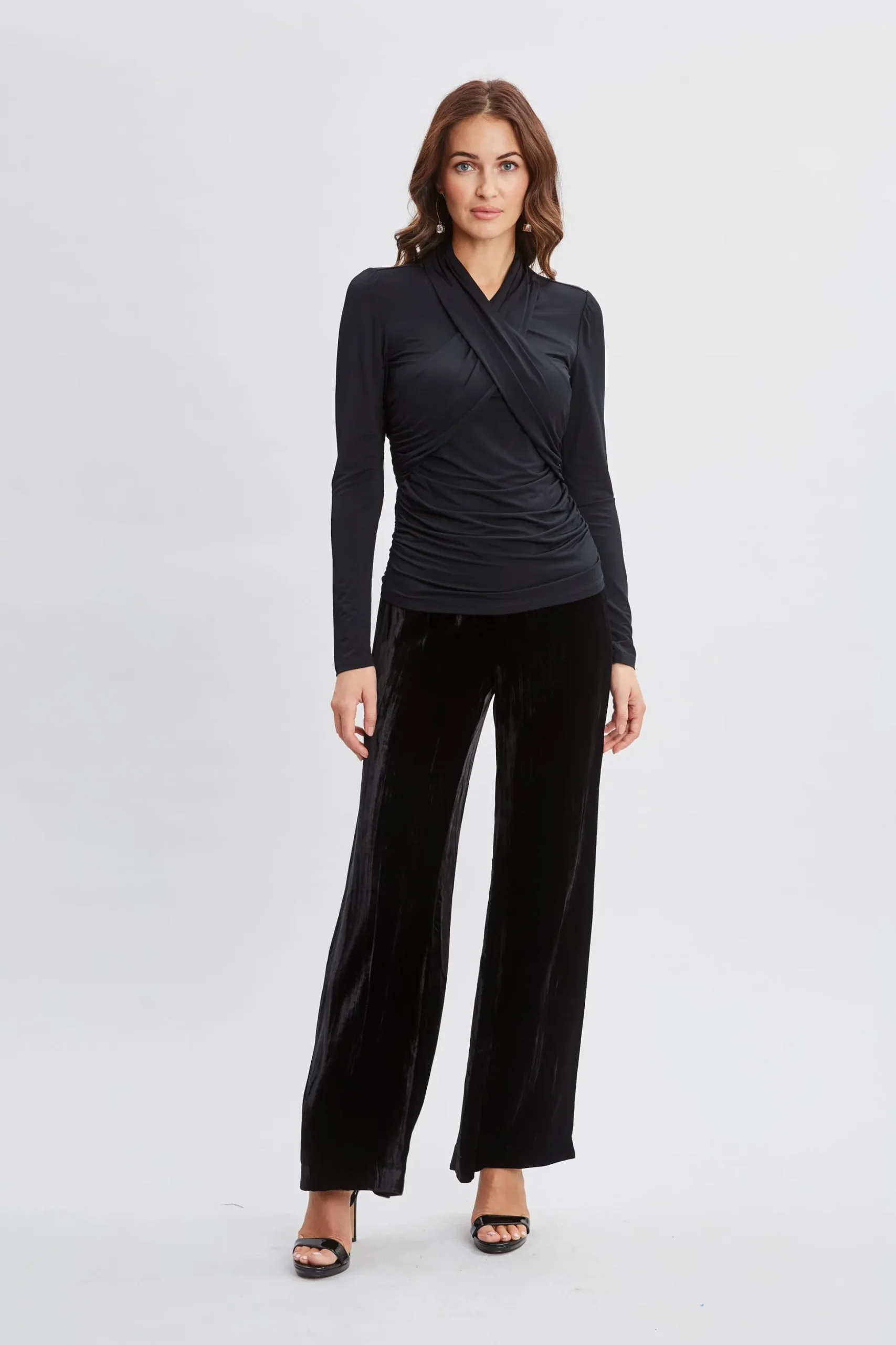 Elie Tahari Tops & Sweaters-Crossover Ruched Knit BLACK