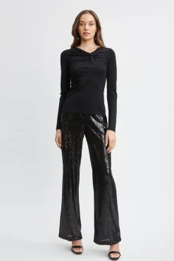 Elie Tahari Tops & Sweaters-Crystal Knot Wool Sweater BLACK