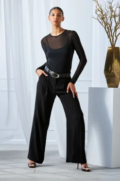 Elie Tahari Tops & Sweaters-Crystal Mesh Long Sleeve Knit BLACK