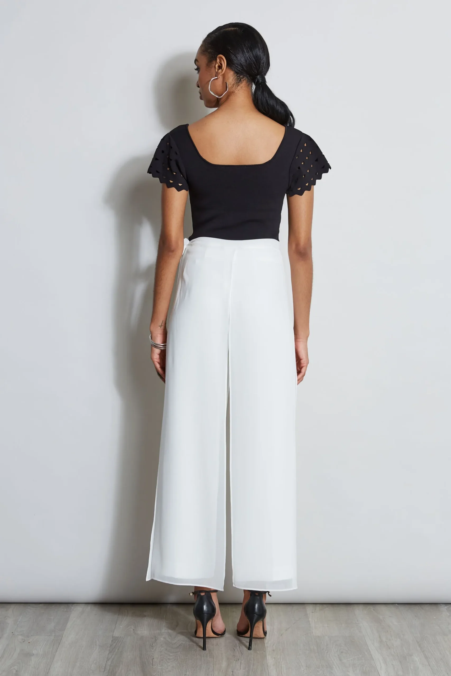 Elie Tahari Tops & Sweaters-Cut Out Flutter Sleeve Sweater NOIR