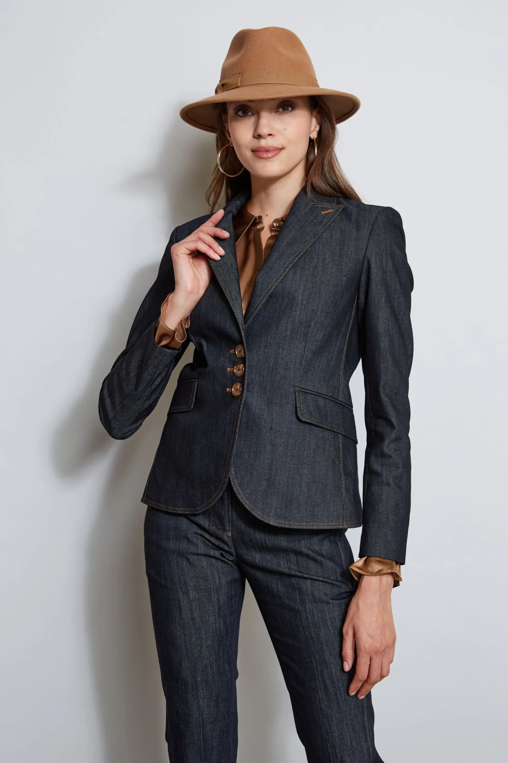 Elie Tahari Jackets & Blazers-Denim 3 Button Blazer INDIGO