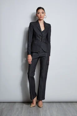 Elie Tahari Jackets & Blazers-Denim 3 Button Blazer BLACK
