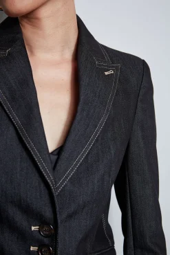 Elie Tahari Jackets & Blazers-Denim 3 Button Blazer BLACK