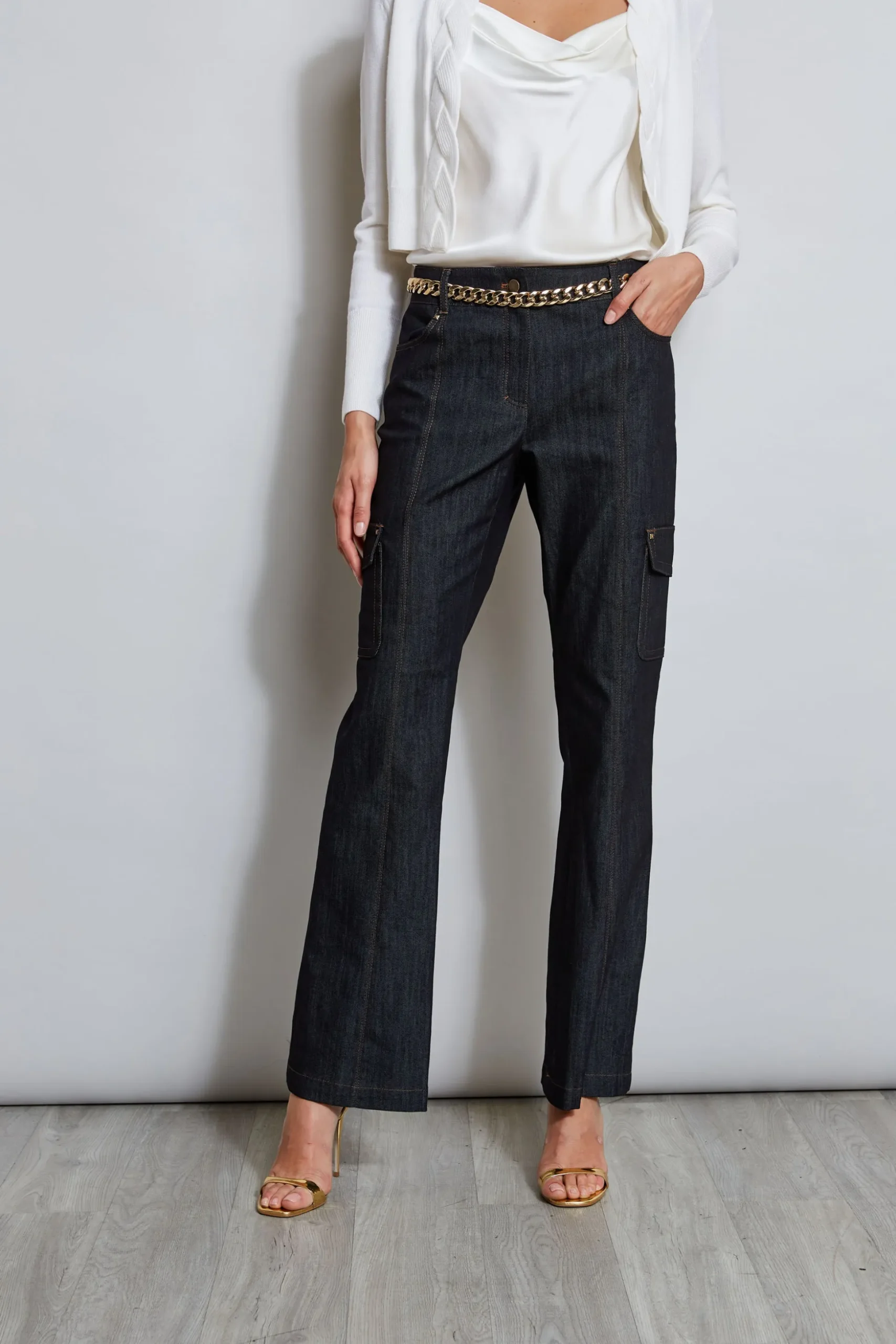 Elie Tahari Bottoms-Denim Cargo Pant INDIGO