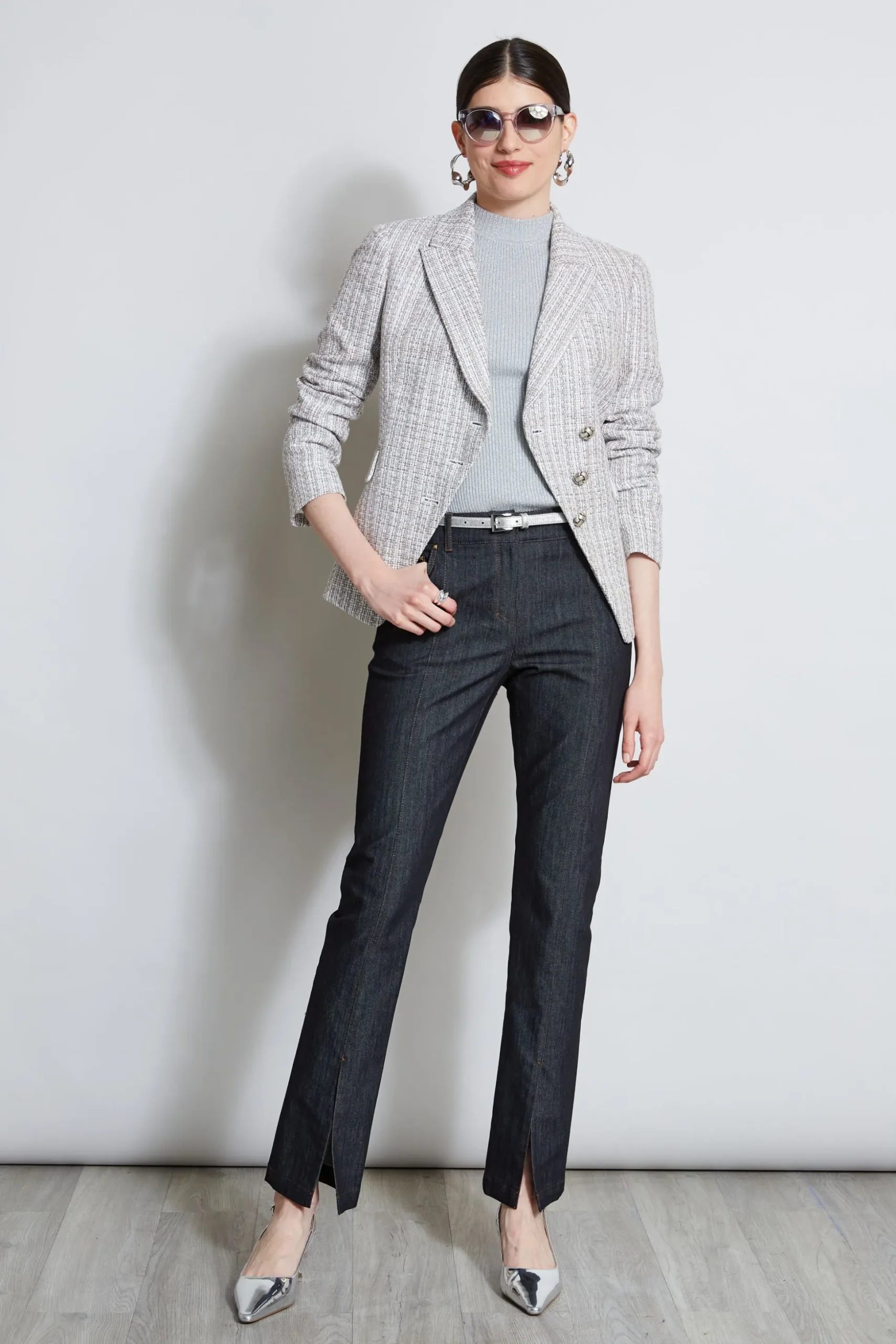 Elie Tahari Bottoms-Denim Slit Front Jeans INDIGO