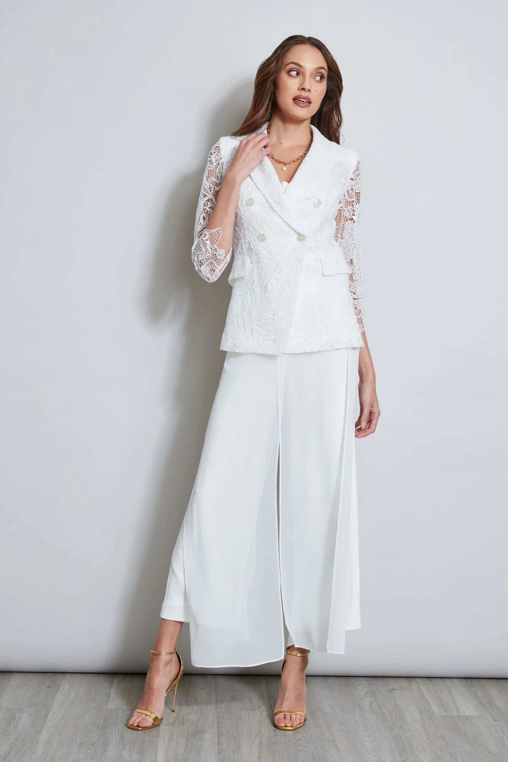 Elie Tahari Jackets & Blazers-Double Breasted Lace Blazer FOAM