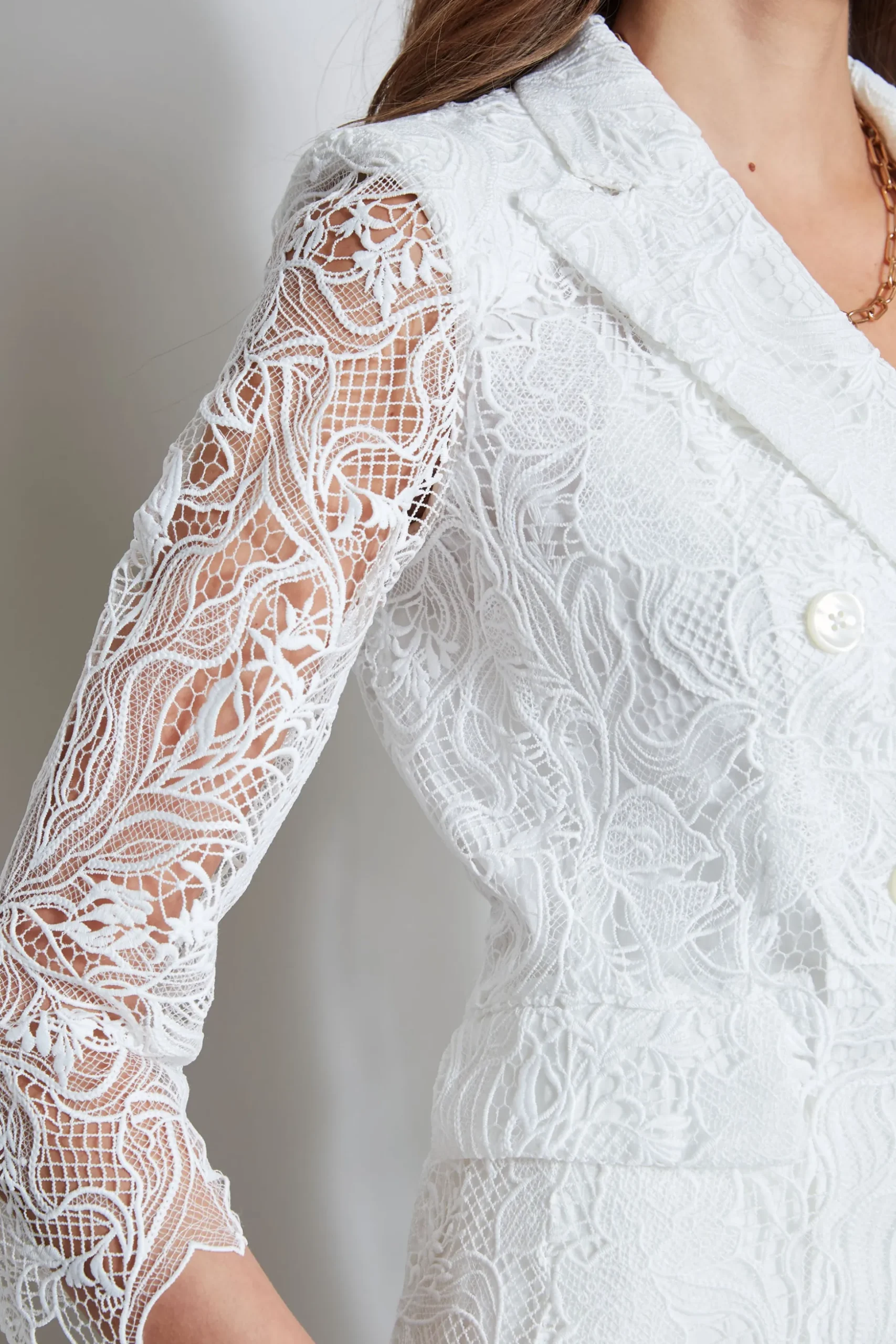 Elie Tahari Jackets & Blazers-Double Breasted Lace Blazer FOAM