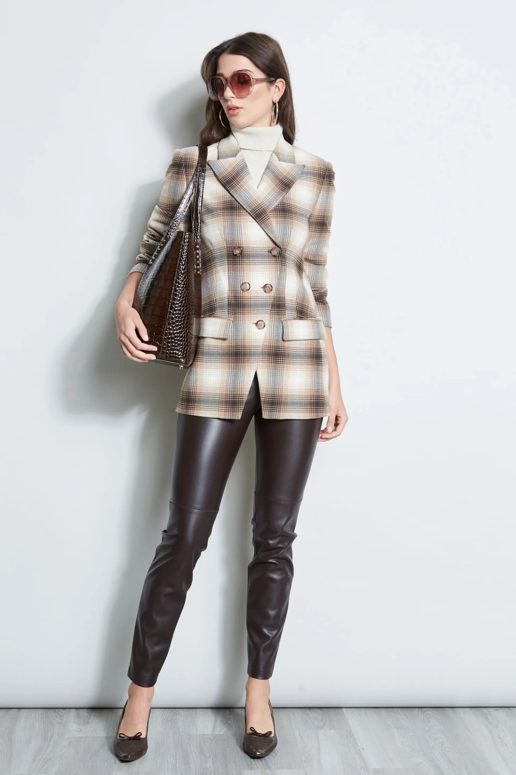 Elie Tahari Jackets & Blazers-Double Breasted Ombre Plaid Blazer MULTI
