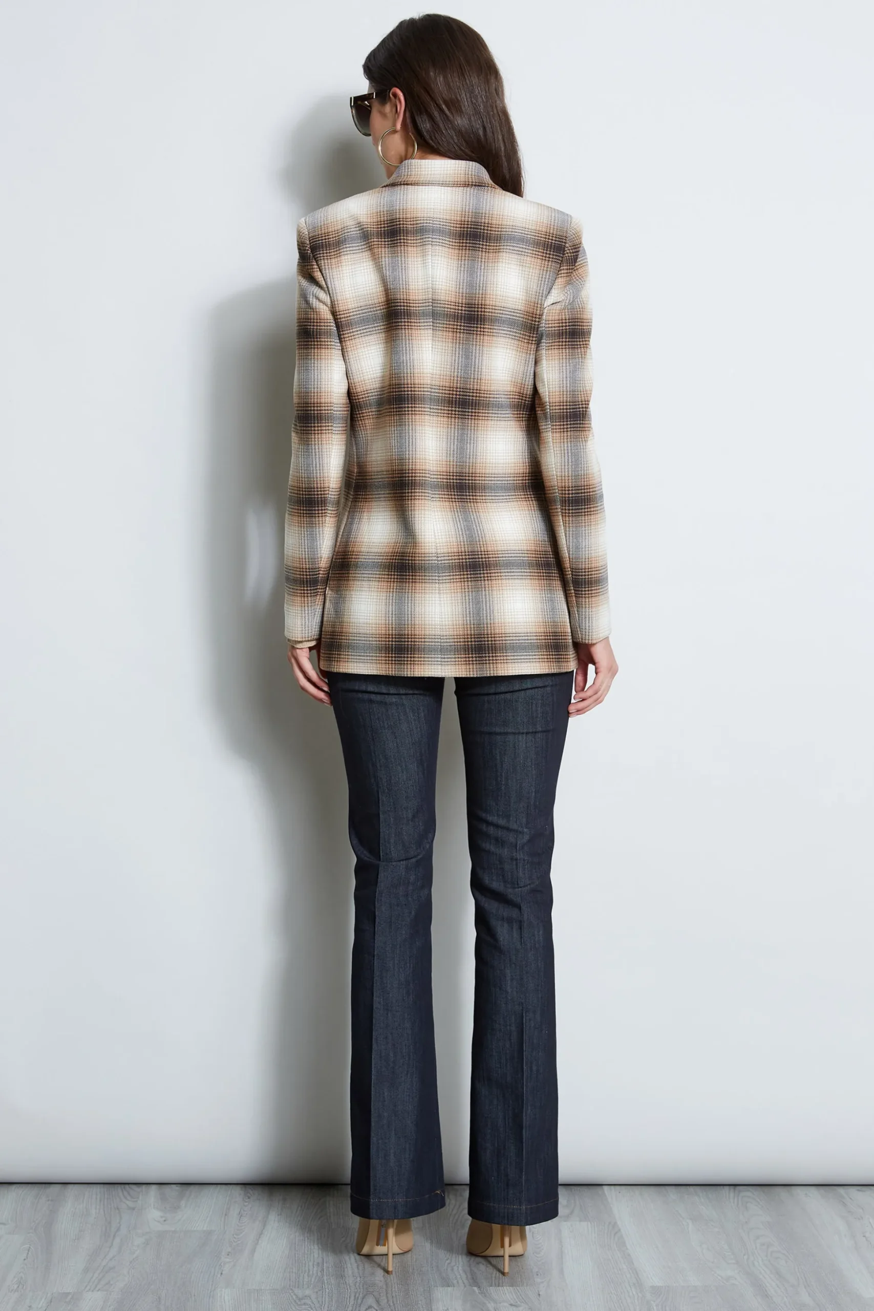 Elie Tahari Jackets & Blazers-Double Breasted Ombre Plaid Blazer MULTI