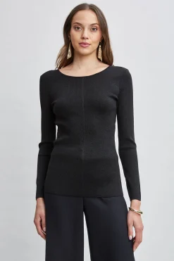 Elie Tahari Tops & Sweaters-Draped Chain Lurex Sweater NOIRLUREX