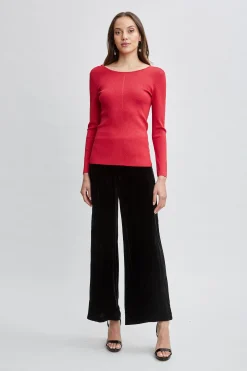 Elie Tahari Tops & Sweaters-Draped Chain Lurex Sweater RUBYREDLUREX