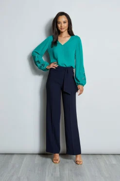 Elie Tahari Tops & Sweaters-Embroidered Long Sleeve Shirt TAHITIGREEN