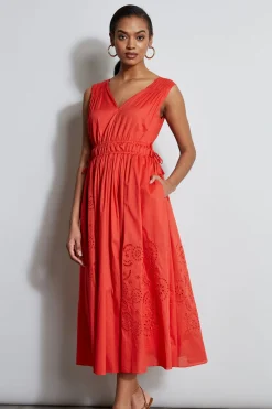 Elie Tahari Dresses & Jumpsuits|Sleeveless Dresses-Embroidered Midi Dress JUPITERGLOW
