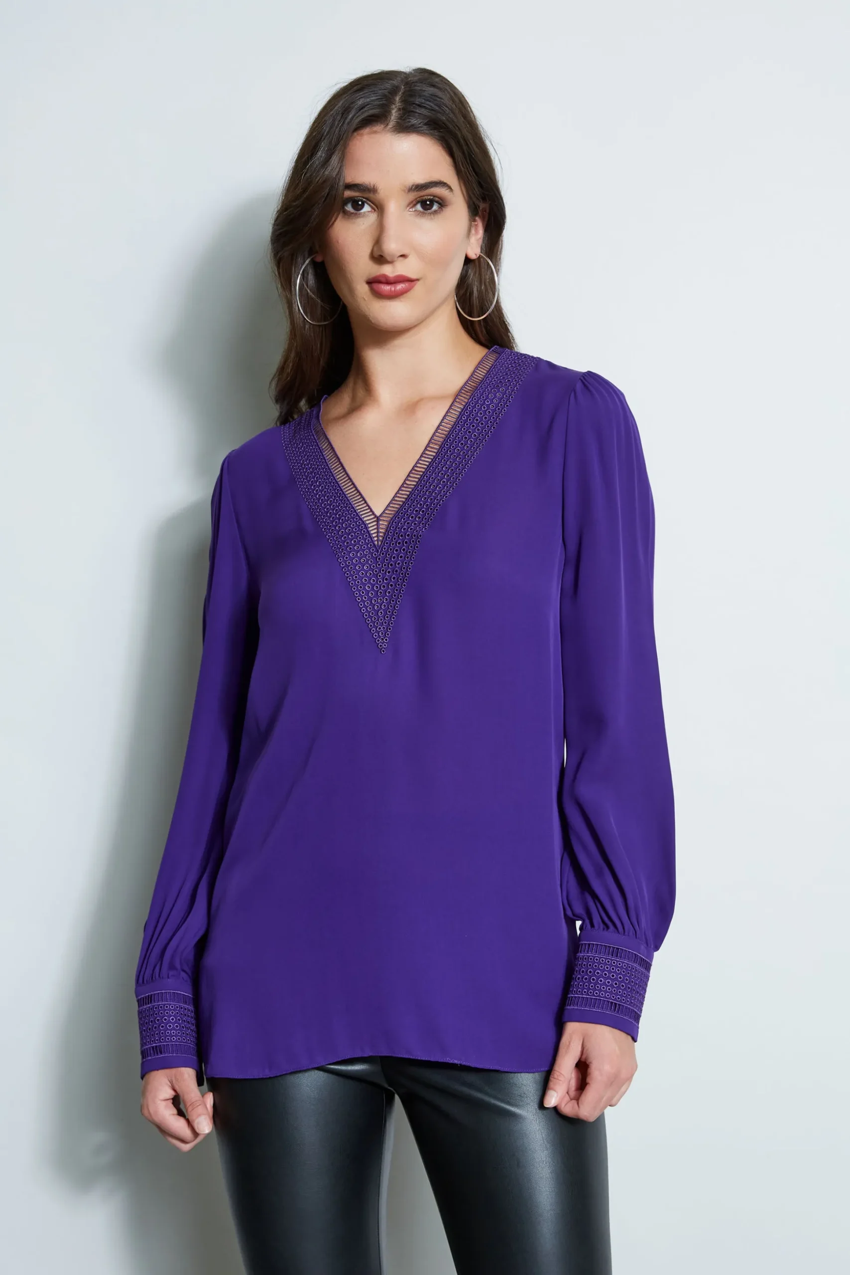 Elie Tahari Tops & Sweaters-Embroidered Silk Shirt WINTERPLUM