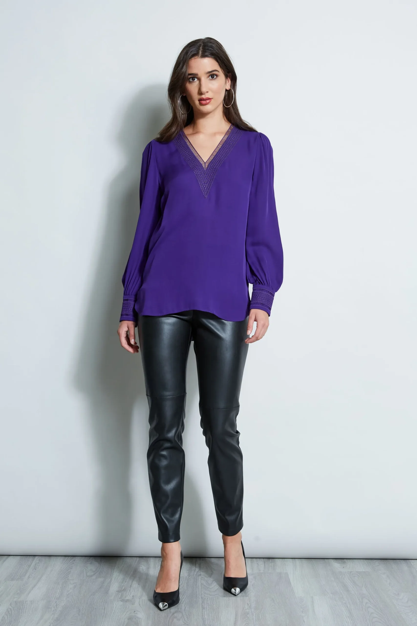 Elie Tahari Tops & Sweaters-Embroidered Silk Shirt WINTERPLUM