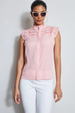 Elie Tahari Tops & Sweaters-Embroidered Sleeveless Shirt TAILORPINK