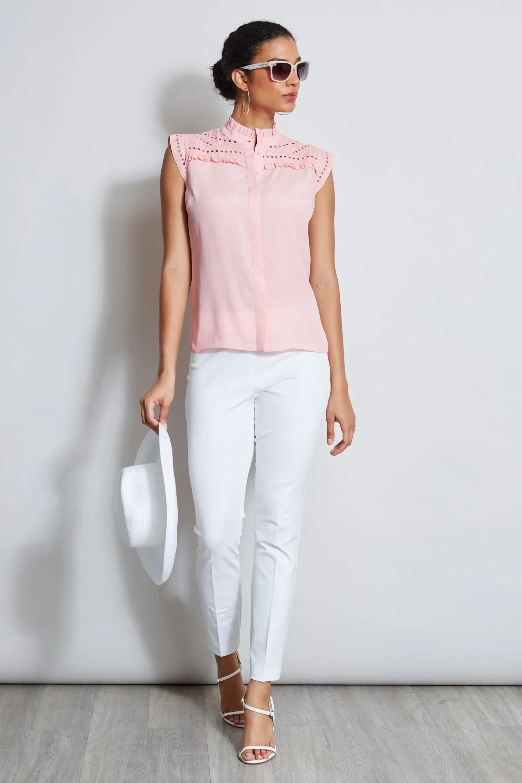 Elie Tahari Tops & Sweaters-Embroidered Sleeveless Shirt TAILORPINK