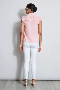 Elie Tahari Tops & Sweaters-Embroidered Sleeveless Shirt TAILORPINK