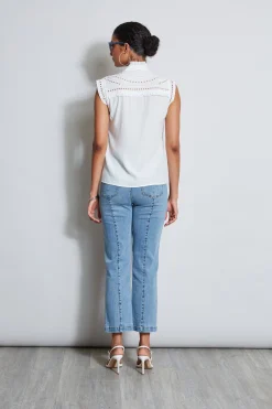 Elie Tahari Tops & Sweaters-Embroidered Sleeveless Shirt SkyWhite
