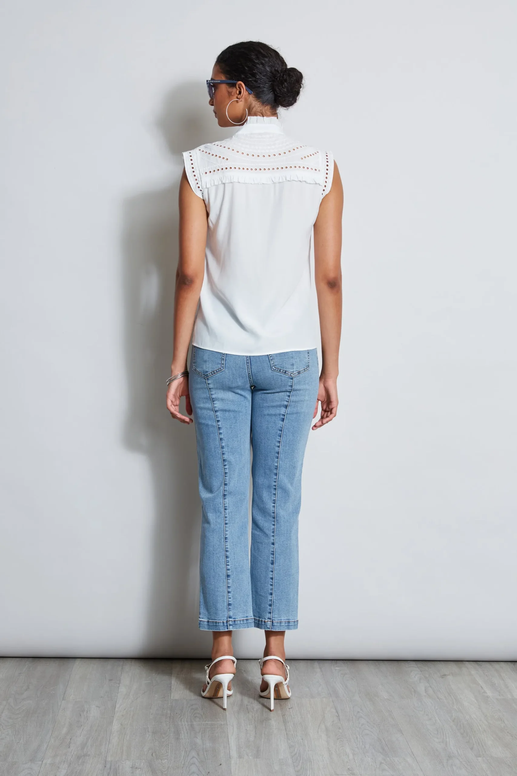 Elie Tahari Tops & Sweaters-Embroidered Sleeveless Shirt SkyWhite