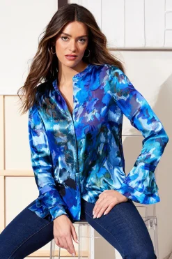 Elie Tahari Tops & Sweaters-Etched Garden Printed Shirt MULTI