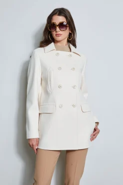 Elie Tahari Coats-Faux Fur Collar Peacoat LATTE