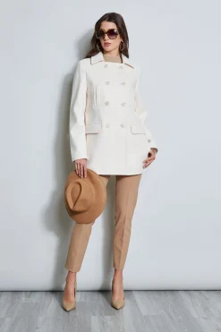 Elie Tahari Coats-Faux Fur Collar Peacoat LATTE