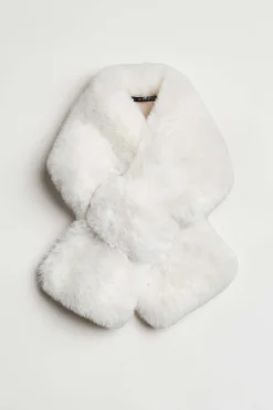 Elie Tahari Fragrance|Gloves-Faux Fur Pull Through Scarf IVORY