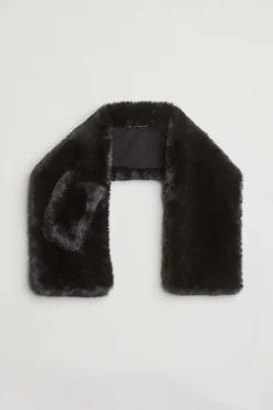 Elie Tahari Fragrance|Gloves-Faux Fur Pull Through Scarf BLACK