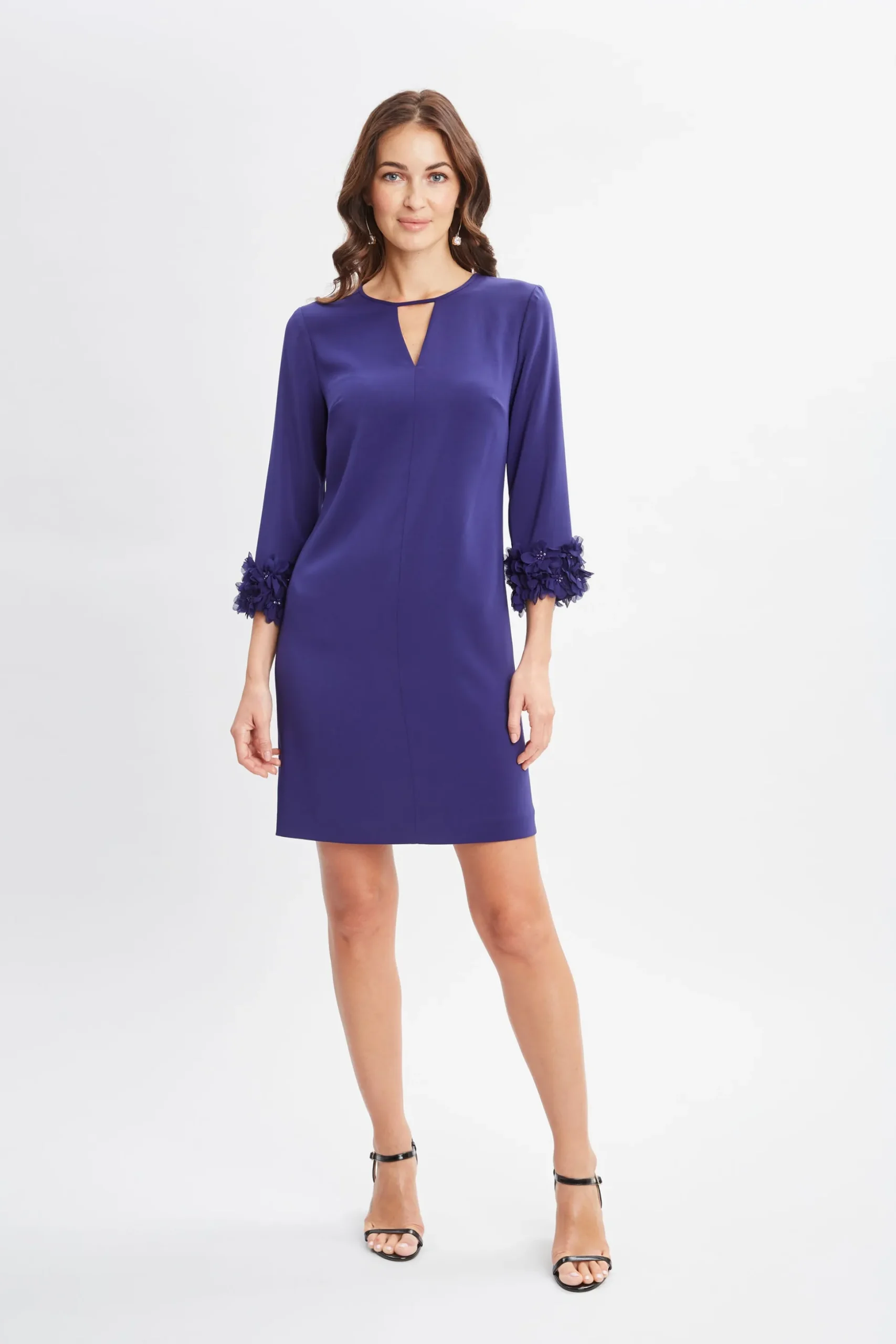 Elie Tahari Dresses & Jumpsuits-Flower Sleeve Shift Dress DARKSAPPHIRE