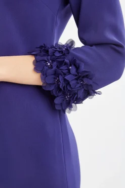 Elie Tahari Dresses & Jumpsuits-Flower Sleeve Shift Dress DARKSAPPHIRE