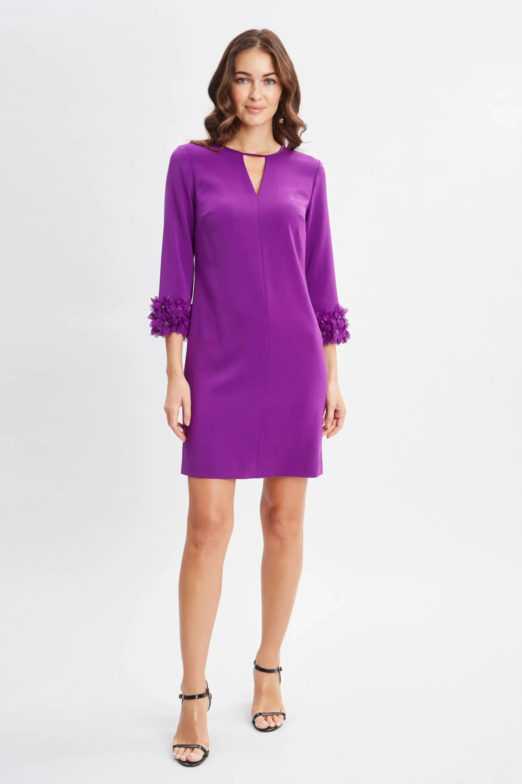 Elie Tahari Dresses & Jumpsuits-Flower Sleeve Shift Dress BERRY
